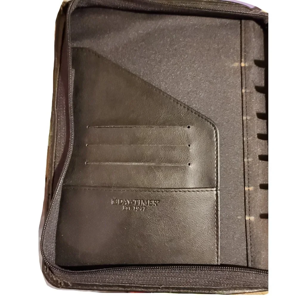 Day-Timer Black Leather Refillable Planner, Used in Fair Condition